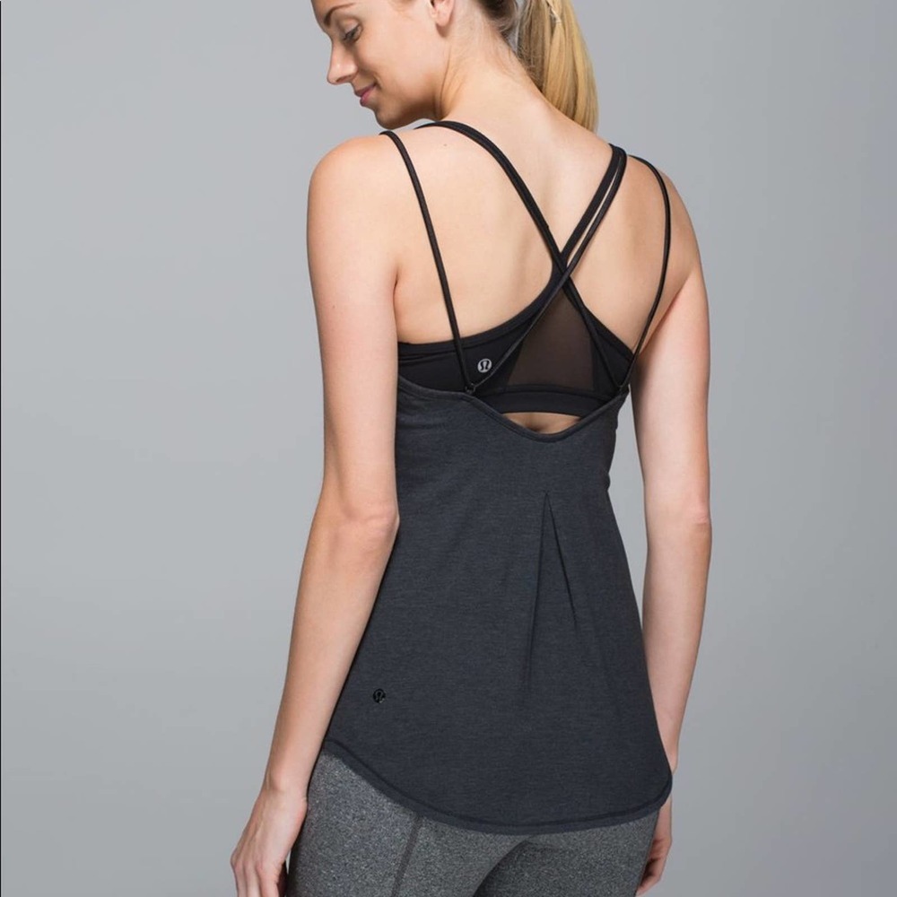 Lululemon Breezy Tank strappy Heathered Black 6 8